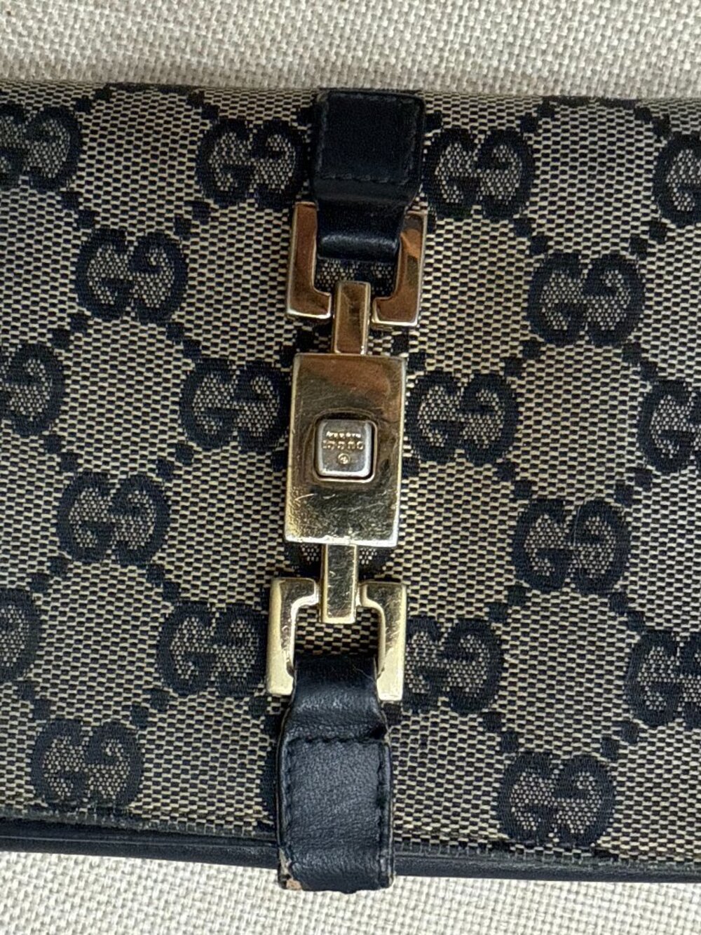 Vintage Gucci Monogram Wallet | Classic GG Canvas + Black Leather Trim